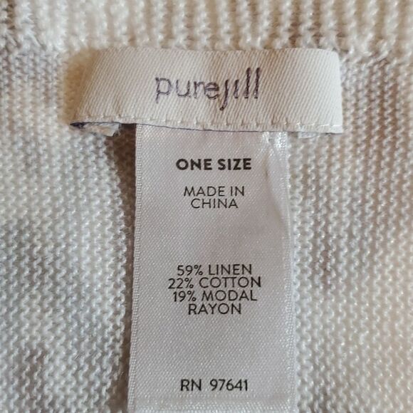 𝅺PUREJILL 56% linen pullover NWT poncho style size OS - Picture 3 of 7